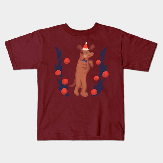 Wiener Dog Christmas Kids T-Shirt by KodiakMilly